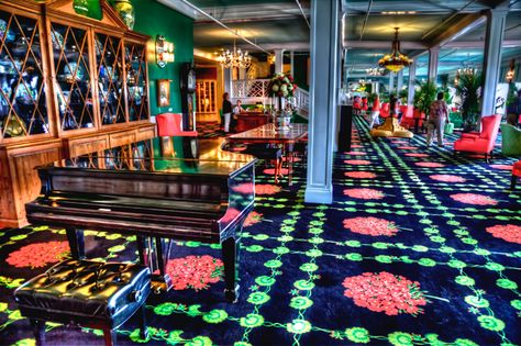 The lobby at the Grand Hotel on Mackinac Island. Photo by @Joey Lax-Salinas John Ball Zoo Michigan, Grand Hotel Lobby, Tudor Farmhouse, Jekyll Island Club Resort, Love Story Movie, Mackinac Island Hotels, The Grand Hotel Mackinac Island, Terrace Room, Great Lakes Michigan