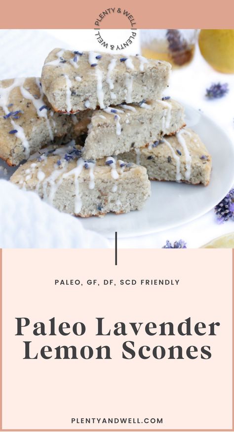 Paleo Lavender Recipes, Lavendar Recipe, Lemon Lavender Scones, Coconut Flour Baking, Lemon Scones Recipe, Lavender Scones, Flower Recipes, Lavender Cookies, Chocolate Scones