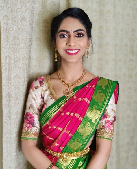 KSIC Mysore Silk Sarees on Instagram: “Always a pleasure see brides draped in KSIC sarees ❤️💚 Credits: @kruparavindranath1makeupartist . . Don’t forget to tag us to share your…” Mysore Silk Blouse Designs Latest, Ksic Mysore Silk Saree Blouse, Contrast Blouses For Silk Sarees, Mysore Silk Saree Wedding, Mysore Silk Saree Styling, Ksic Mysore Silk Saree Blouse Designs, Ksic Saree, Mysore Silk Saree Blouse Designs, Ksic Mysore Silk Saree