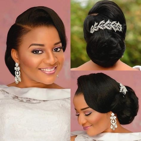 Latest Nigerian wedding hairstyles Nigerian Wedding Hairstyles, Natural Hair Wedding, Wedding Hairstyles And Makeup, Black Wedding Hairstyles, Bridal Hair Inspiration, Hairdo Wedding, Best Wedding Hairstyles, Bridal Hairstyle, Hair Styles 2017