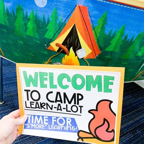 Camp Learn A Lot Classroom, Camping Day In The Classroom, Room Transformation Classroom, Transformation Classroom, Camping Kindergarten, Camp Classroom, Intervention Teacher, Eoy Activities, Camping Week