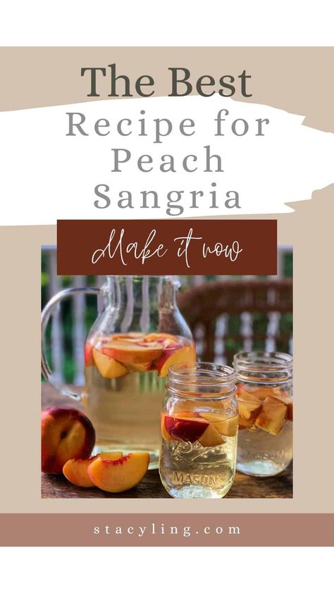 Enjoy a refreshing and simple-to-make peach sangria with juicy peaches and white wine. Perfect for summer parties and gatherings. Try this delicious recipe today!#peachsangria #peachsangriarecipe #peachsangriarecipeeasy #peachsangriawhitewine #peachsangriawithpeachschnapps #sangria #sangriarecipes #sangriarecipeseasy #sangriarecipeswhite #cocktailrecipes #summerdrinks #summerdrinksalcohol #summerdrinkrecipes Best Peach Sangria Recipe, Peach Sangria Recipe, Peach Sangria Recipes, Sangria Mix, White Sangria Recipe, Carb Friendly Recipes, White Wine Sangria, Wine Sangria, Summer Drinks Alcohol