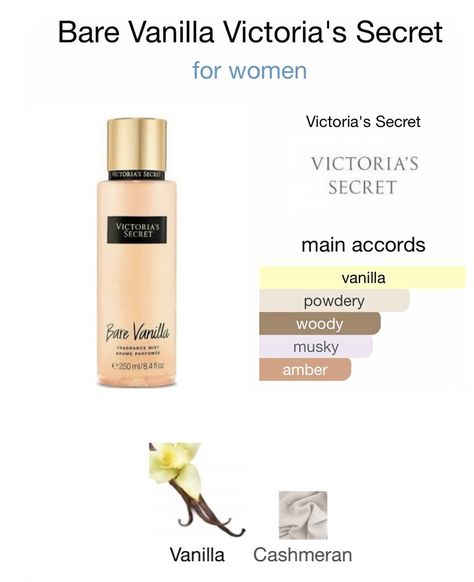 Victoria Secret Bare Vanilla, Victoria's Secret Bare Vanilla, Victoria Secret Scents, Victoria Secret Vanilla, Bare Vanilla, Perfume Notes, Vanilla Smell, Fragrances Perfume Woman, Victoria Secret Fragrances