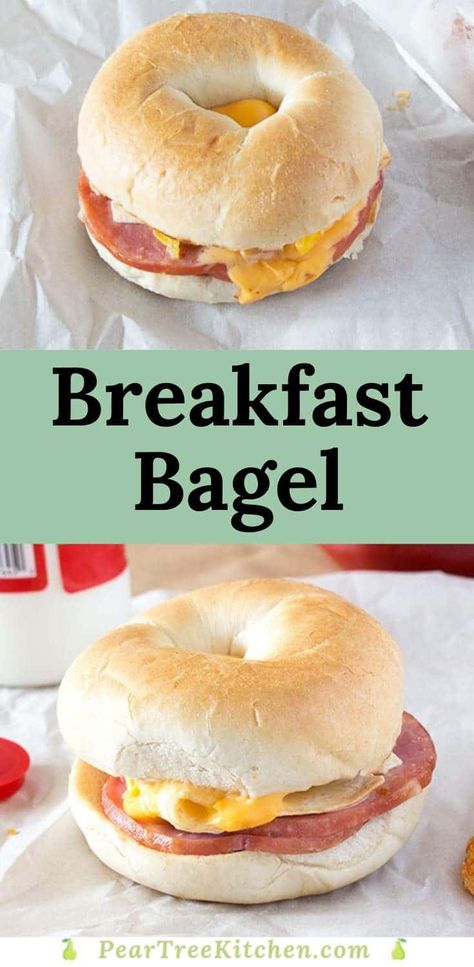 Ham Egg And Cheese Bagel Sandwich, Bagles Recipe Toppings, Bagles Recipe Sandwich Breakfast, Bagles Recipe Sandwich, Canadian Bacon Breakfast, Breakfast Bagel Recipe, Egg Bagel Sandwich, Brunch Recipies, Sandwich Bagel