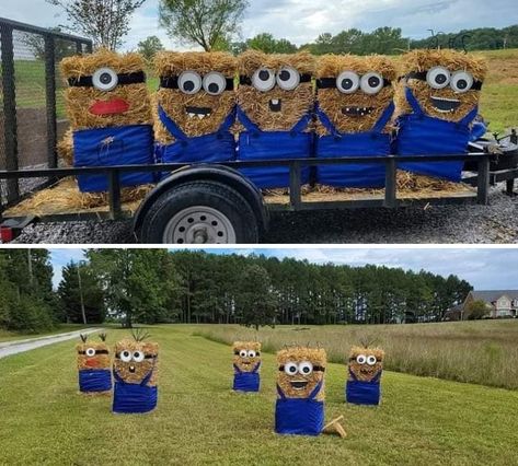 Christmas Hay Bale Ideas, Scarecrow Hay Bale, Christmas Hay Bale, Hay Bale Decorating Ideas, Decorated Hay Bales, Hay Bale Decor, Hay Bale Decorations, Hay Bale Ideas, Hay Bale Art