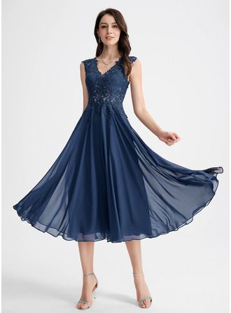 Tea Length Cocktail Dresses, Lace Tea Length Dress, Cocktail Dresses Online, V Neck Cocktail Dress, A Line Cocktail Dress, Chiffon Cocktail Dress, Dresses Chiffon, Tea Length Dresses, Cocktail Dress Lace