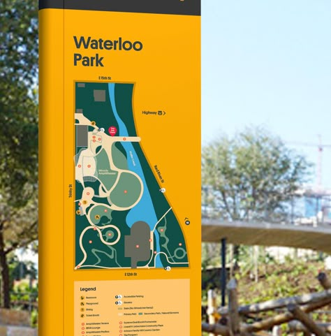 Wayfinding Signage Outdoor, Park Signage Design Outdoor, Park Branding Design, Wayfinding Signage Design Outdoor, Parking Sign Design, Park Signage Design, Park Wayfinding, Trail Signage, Map Signage