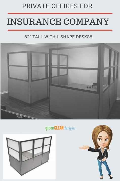 #privateoffices #insuranceofficedesignideas #greencleandesigns Insurance Office Design, Private Office Design, Insurance Office, Office Images, Office Design Ideas, L Shape Desk, Office Pictures, Office Solutions, Office Layout