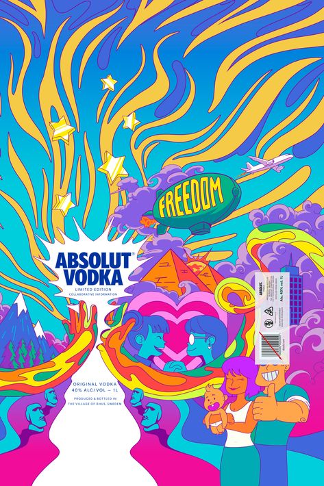 Limited Edition Packaging, Alcohol Packaging, Packaging Template, Absolut Vodka, Tshirt Design Inspiration, Fauvism, Murals Street Art, Neon Design, Design Packaging