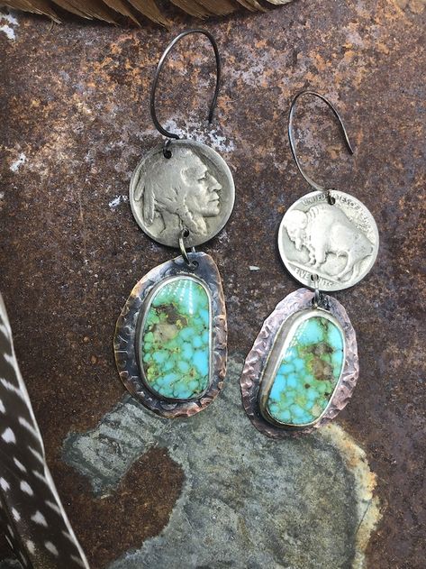 WeatheredSoulJewelry - Etsy Usa Cowgirl, Junk Jewellery, Silversmithing Jewelry, Silver Smithing, Pilot Mountain, Rock And Roll Fashion, Leather Jewels, Turquoise Western, Mom Outfit