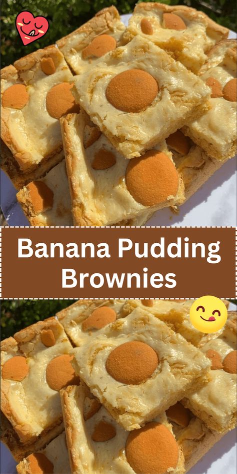 Banana Pudding Brownies, Pudding Brownies, Pudding Bar, Banana Pudding Desserts, Brownie Bars, Banana Brownies, Banana Dessert Recipes, Dinner Yummy, Banana Bars