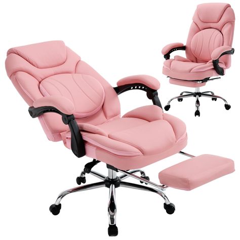 PRICES MAY VARY. Fully Reclining Napping Chair: Compared to other executive chairs that can not tilt or tilt to 135° at maximum, this 9318-2 model is an upgraded version for its fully reclining backrest. A new strengthened and more stable seat plate adopted, the 9318-2 office chair realizes a flexible adjustment function of the backrest between 90 and 160 degrees. It's a combination of both coziness and practicability Ergonomic Office Chair with Back Support: In pursuit of higher esthetics value Pink And White Office, Office Decor Ideas For Women, Home Office Decor For Women, Chairs With Wheels, Pink Office Chair, White Office Decor, Girly Office, 2023 Wishlist, Reclining Office Chair