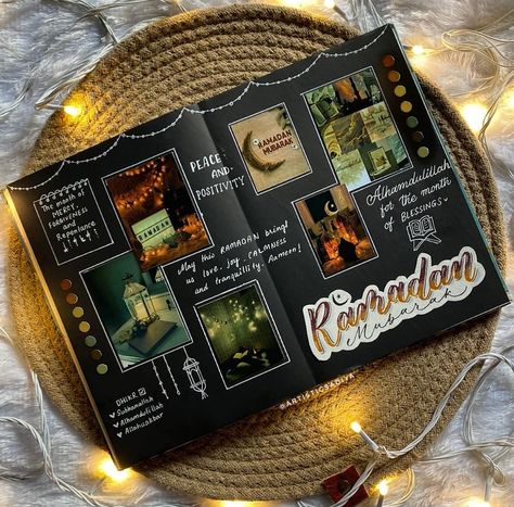 Ramadan Journaling Photo Album Journal Ideas, Scrapbook With Photos Ideas, Black Photo Album Ideas, Photo Album Diy Ideas, Scrapbook Ideas Black Paper, Scrapbook Ideas Black, Black Scrapbook Ideas Aesthetic, Black Scrapbook Ideas, Scrapbook Photo Album Ideas