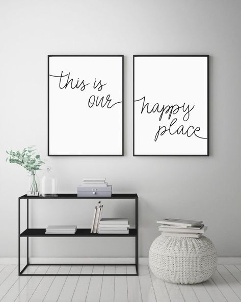 Above Bed Wall Art, Minimalist Dekor, Our Happy Place, Art Above Bed, Living Room Poster, Above Bed Decor, Calligraphy Wall Art, Decor Prints, Above Bed