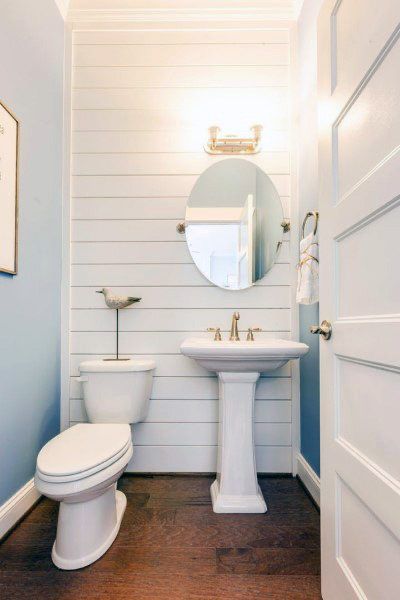 Top 60 Best Half Bath Ideas - Unique Bathroom Designs Half Bath Ideas, Small Half Bathrooms, Beach Theme Bathroom Decor, Minimalist Small Bathrooms, Bathroom Wall Colors, Unique Bathroom Design, Half Bath Remodel, Half Bathroom Decor, Beach Theme Bathroom