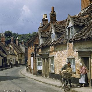 An English country village street scene circa 1950's: just idyllic English Village, Village Life, Penguin Books, Colour Photograph, British Isles, Street Scenes, What Is Life About, Country Life, Great Britain