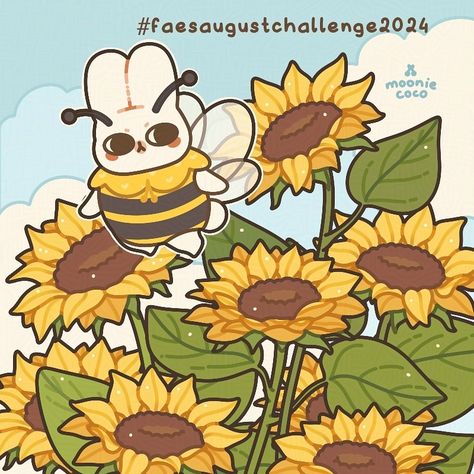 "sunflower field" #faesaugustchallenge2024 --- Moonie has been the bee with the most rizz, don't you agree? And I had tremendous fun drawing this, of course I drew 3 flowers and copied pasted them around, you know me 😎👉👉 --- #cuteart #kawaii #stickers #kawaiiart #digitalart #kawaiiaesthetic #cuteaesthetic #digitaldrawing #sunflower Sunflower Drawing, Cute Buns, Sunflower Field, Cute Kawaii Drawings, Sunflower Fields, Kawaii Aesthetic, Kawaii Stickers, The Bee, Kawaii Drawings