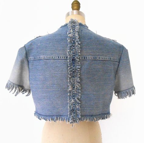 One of a kind Denim Bolero Jacket by Zhanna Kens created from UpCycled Jeans. Size M, $135.00 Luxury Recycled Denim Long Sleeve Jacket, Spring Blue Reworked Denim Jacket, Denim Bolero Jacket, Denim Bolero, Luxury Blue Recycled Denim Jacket, Patchwork Recycled Denim Outerwear In Denim Blue, Blue Recycled Denim Patchwork Outerwear, Upcycled Jeans, Bolero Jacket