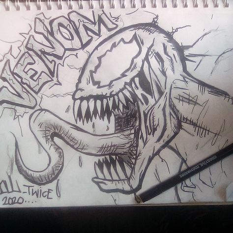 Venom Drawing Pencil Sketch, Venom Line Art, Venom Watercolor, Venom Doodle, Mcu Drawings, Venom Drawing Easy, Venom Drawing Sketch, Venom Concept Art, Venom Reference