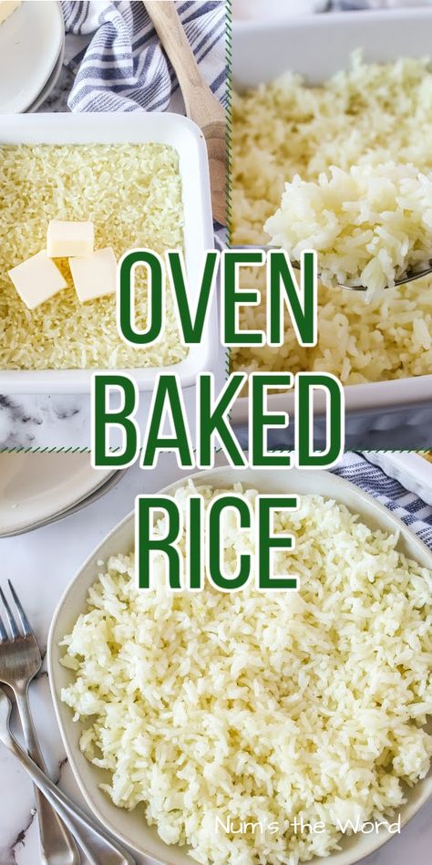 Baked White Rice Oven, How To Make Rice In The Oven, Butter Baked Rice, Easy Baked Rice Recipes, Oven Baked Jasmine Rice, Baked Basmati Rice Recipes Oven, Oven Cooked Rice Recipes, How To Cook Rice In The Oven, Bake Rice Recipe Oven