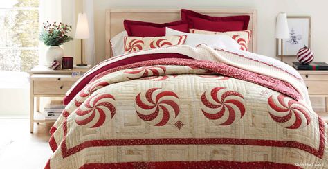 Shop the Look Pottery Barn Christmas Decor, Pottery Barn Quilts, Holiday Bed, Holiday Bedroom, Pottery Barn Christmas, Holiday Room, Christmas Bedding, Design Your Kitchen, Christmas Decorations Bedroom