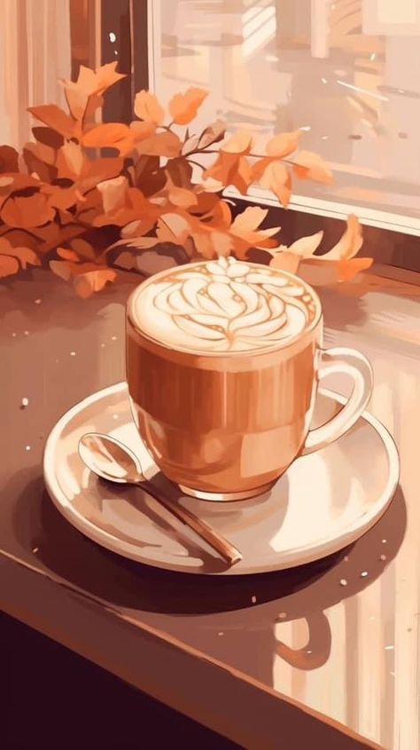 Cute Cafe Wallpaper, Fall Wallpaper Coffee, Brown Coffee Wallpaper, Brown Cute Wallpaper, Fall Coffee Wallpaper, Coffee Wallpaper Backgrounds, Fall Screen Savers, Coffee Wallpaper Aesthetic, Warm Brown Aesthetic