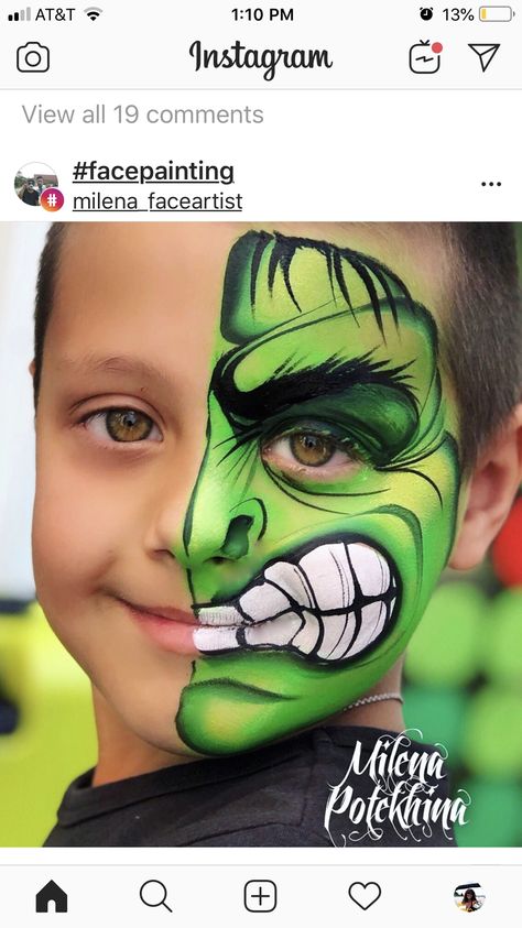 Hulk Face Paint, Shaping Exercises, Spider Man Face Paint, Spider Face Painting, Hulk Face, Monster Face Painting, Superhero Face Painting, Spider Face, Festival Face Paint