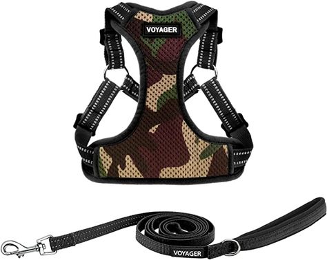 Adjustable Dog Harness for Medium Dogs from Best Pet Supplies - No Pull Dog Leash Set, All-Weather and Step-In Reflective Dog Vest Harness For Dogs, Pet Harness, Pet Safe, Dog Park, Medium Dogs, Small Chest, Neck Strap, Dog Harness, Black Trim