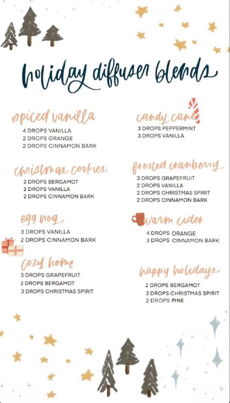 Diffuser Blends For Christmas, Christmas Spirit Oil Diffuser Blends, Holiday Essential Oil Diffuser Blends, Holiday Oil Diffuser Blends, Essential Oil Recipes Christmas, December Essential Oil Blends, Christmas Candle Essential Oil Blends, Xmas Essential Oil Blends, Christmas Diffuser Blend