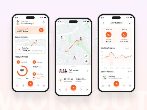 Workout & Fitness Tracker App by Shadhin Ahmed on Dribbble Walk Tracker, Fitness Tracker App, Walking App, Sports Tracker, Diet Apps, Activity Tracker, Workout Apps, 2024 Vision, Ux Ui