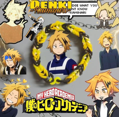 Inosuke Bracelet, Bakugou Bracelet, My Hero Academia Bracelet, Denki Kaminari Outfit Ideas, Mha Jewelry, Mha Bracelet, Loom Bands Ideas, Loom Bands Designs, Loom Bands Tutorial