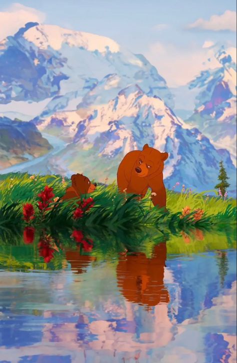 Phone Wallpaper Boho, Images Disney, Brother Bear, Apple Watch Wallpaper, Old Disney, Pinturas Disney, Disney Aesthetic, Cute Disney Wallpaper, Bear Wallpaper