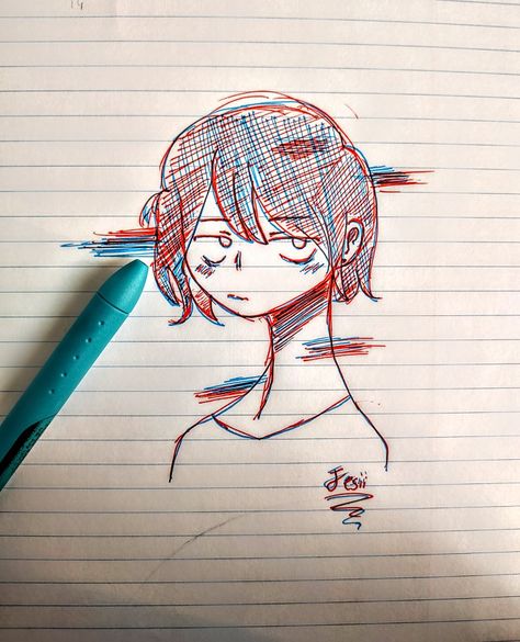 Blue Pen Drawing Easy, Inkjoy Pens, Doddle Art, Blue Pen, Pen Art, Pen Drawing, Easy Drawings, Red And Blue, Doodles