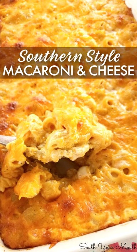 Southern-Style Macaroni & Cheese! My grandmama’s recipe for Southern Mac & Cheese made the traditional “custard-style” way using eggs and evaporated milk then baked to golden, cheesy perfection. Mac And Cheese Recipe Evaporated Milk, Mac And Cheese Recipe With Egg, Homemade Mac And Cheese Recipe Baked, Good Macaroni And Cheese Recipe, Southern Macaroni And Cheese, Mac And Cheese Recipe Soul Food, Evaporated Milk Recipes, Ultimate Mac And Cheese, Southern Mac And Cheese