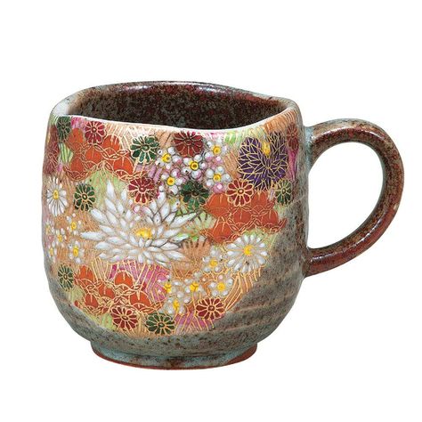 Amazon.com | Kutani Yaki(ware) Coffee Mug Gold Flower: Coffee Cups & Mugs Kutani Porcelain, Pretty Mugs, Ceramics Pottery Art, Cool Mugs, Gold Flower, Bellini, Cute Mugs, Pottery Painting, Cups And Mugs