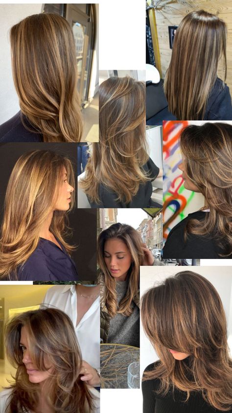 Bad Highlights, Ombre Hair Color For Brunettes, Hair Color Underneath, Brown Hair Inspo, Brunette Hair With Highlights, Dark Roots Blonde Hair, Hairstyles For Layered Hair, Blowout Hair, Honey Hair