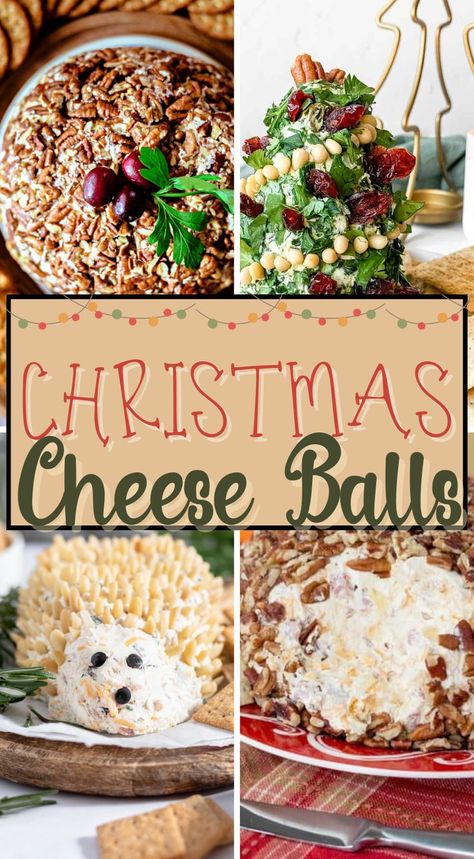 cheeseball collage Cheese Ball Ideas, Christmas Cheese Ball Recipes, Christmas Cheese Balls, Snowman Cheese Ball, Christmas Cheese Ball, Christmas Dinner Sides, Cheese And Cracker Tray, Cheese Ball Recipes Easy, Holiday Cheese