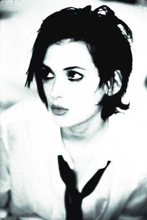 Shirt And Tie, Ellen Von Unwerth, Winona Ryder, White Shirt, Black Hair, A Woman, Black And White, Hair, White