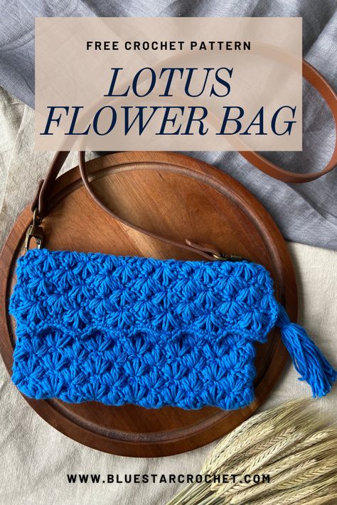 This free crochet clutch bag will be your new go-to accessory when choosing an outfit for the day or a night out. Big enough to carry your essentials but small enough to carry around all day and night. Check out the free pattern on my blog. Crochet Lotus Flower, Crochet Flower Bag, Clutch Bag Pattern, Bag Free Pattern, Flower Clutch, Crochet Bloggers, Crochet Clutch Bags, Star Crochet, Free Crochet Bag