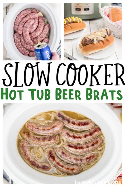 Beer Brats Recipe, Brats Recipe, Crockpot Foods, Brats Recipes, Magical Slow Cooker, Bratwurst Recipes, Beer Brats, Grill Ideas, The Magical Slow Cooker