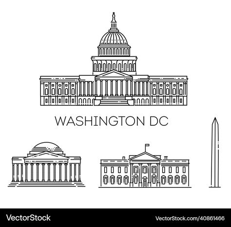 Washington Dc Tattoo Ideas, Washington Dc Tattoo, Washington Dc Logo, Washington Dc Illustration, Washington Dc Artwork, Washington Dc Skyline Silhouette, Washington Dc Skyline, Line Art Vector, Dc Icons