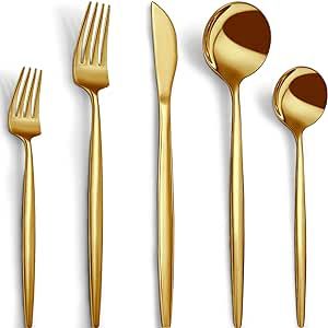 Gold Utensils, Gold Silverware, Silverware Organization, Kitchen Apartment, Stainless Steel Silverware, Gold Cutlery, Stainless Steel Utensils, Gold Flatware, Utensils Set