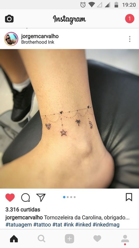 Ankle Tattoos For Women Anklet, Anna Tattoo, Anklet Tattoos For Women, Wrist Bracelet Tattoo, Tato Paha, Charm Tattoo, Cuff Tattoo, Tattoo Beautiful, Ankle Bracelet Tattoo