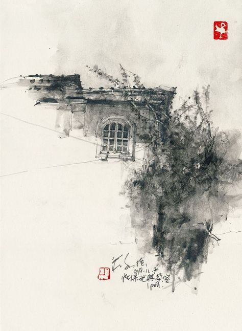 Trip to Ipoh | [by Ch'ng Kiah Kiean] (December 2019) Kiah Kiean, Croquis Drawing, Ink Pen Art, Tinta China, Charcoal Art, Architecture Painting, Ipoh, Eastern Art, Landscape Drawings