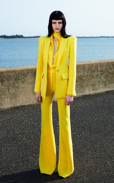 Monochromatic Suit, 2024 Runway, Color Explosion, Crepe Blazer, Designer Suit, Alex Perry, Deep Winter, Fashion Sketch, Single Button Blazer