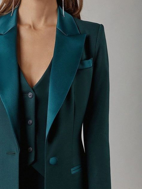 3 Piece Suits For Women, Pant Suit For Wedding, Suit For Women Plus Size, Green Suit Women, Women Tuxedo, Formal Suits For Women, Bridal Pants, Teal Suit, Power Fashion