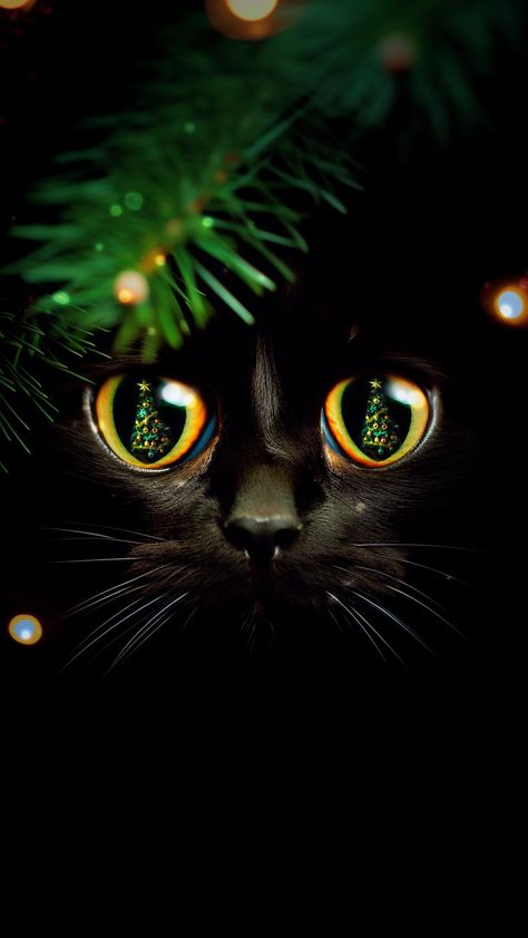 Christmas Wallpaper Cat, December Wallpaper Iphone, Operation Christmas Children, Christmas Reflections, Kitten Black, Christmas Lockscreen, The Nightmare Before Christmas Decorations, Merry Christmas Wallpaper, Christmas Wallpaper Backgrounds