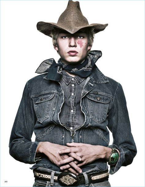 Editorial Fashion Men, Western Editorial, Lennon Gallagher, Albert Watson, Gothic Glam, Mens Editorial, Go West, Vogue Japan, Cowboy Style