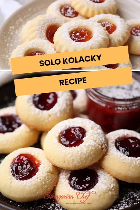 Solo Kolacky Recipe – Hungarian Chef Hungarian Desserts Easy, Hungarian Cookies Recipes, Hungarian Recipes Desserts, Polish Cookies Kolacky, Kolachi Cookies, Kolacky Recipe, Easy Kolacky Recipe, Fruit Filling Recipe, European Cookies