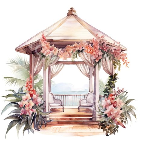 Hamburger Drawing, Marriage Art, Wedding Gazebo, Gazebo Wedding, Wedding Clipart, Create Invitations, Painting Digital, Clipart Design, Art Bundle